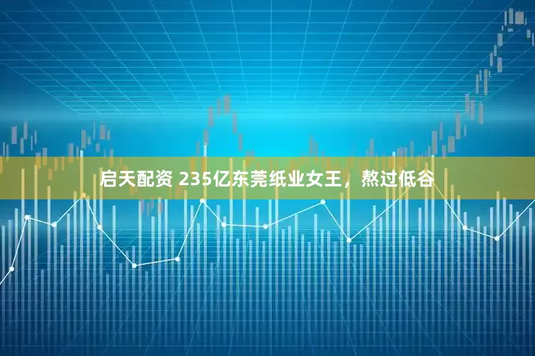 启天配资 235亿东莞纸业女王，熬过低谷